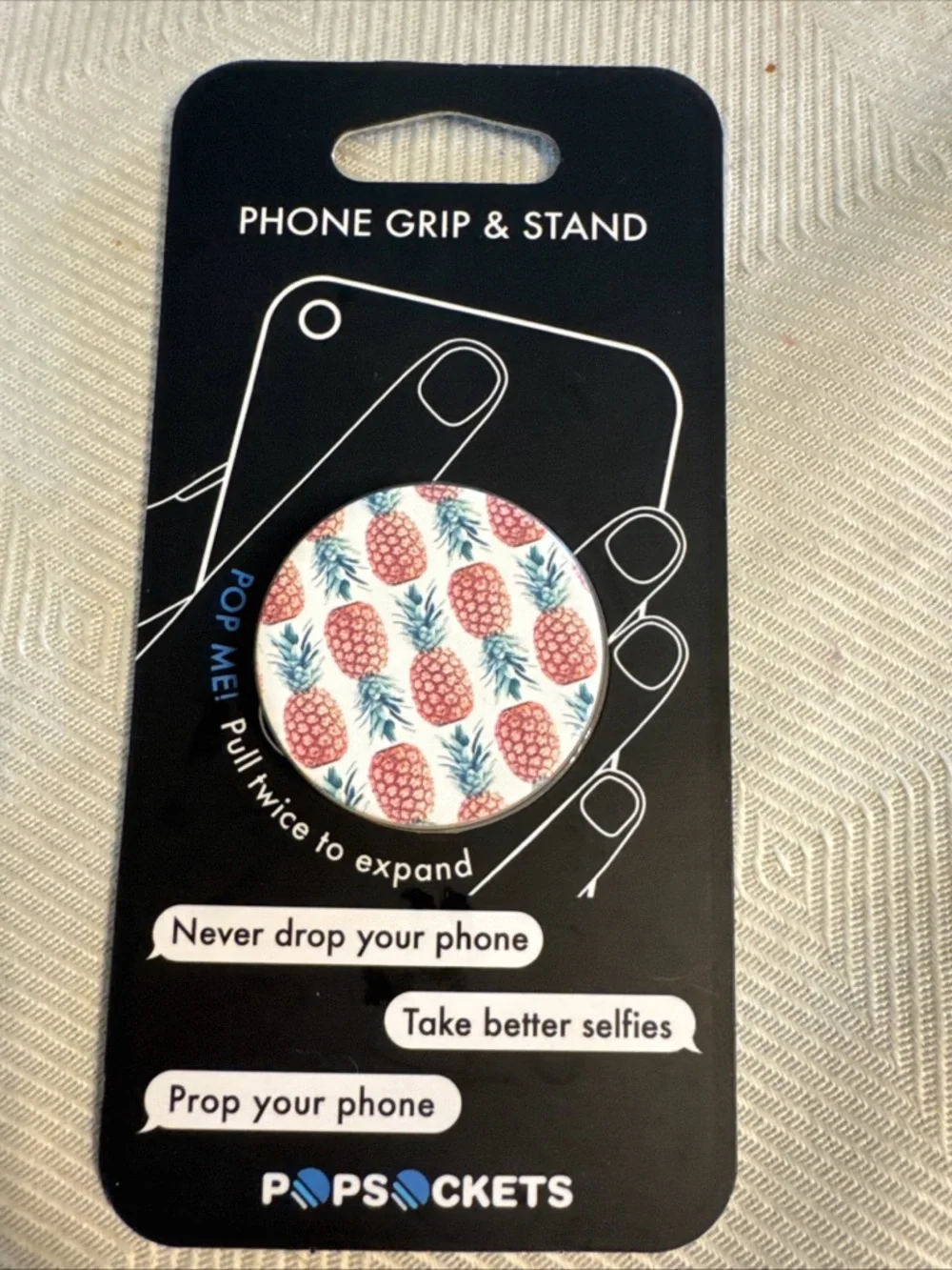 PopSocket Phone Grip & Stand - Pineapple Pattern Pink/Green